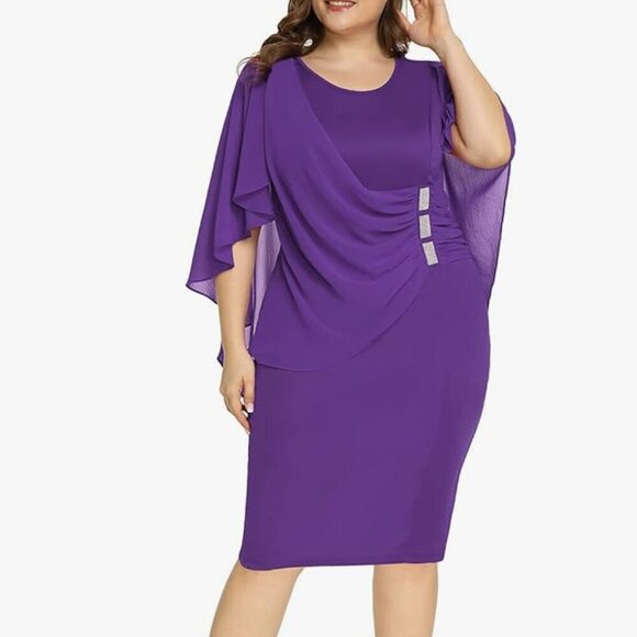 Hanna nikole Dresses & Skirts - Hanna Nikole plus size purple cape dress NWT NWT
